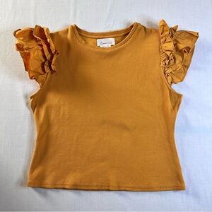 Anthropologie Women's Short Sleeve Top - Mustard Orange, Size Large